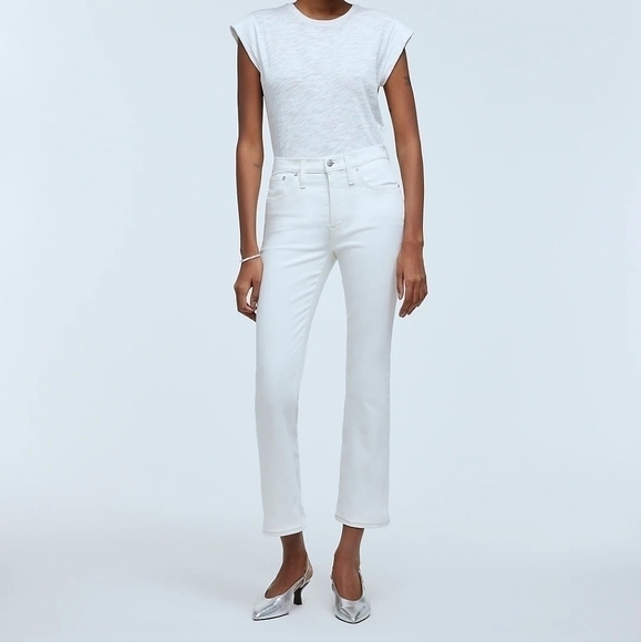 Madewell Kick Out Crop Jeans in‎ Pure White size 33 NWT NI961 - Picture 1 of 14